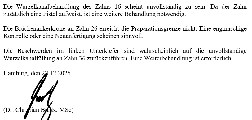 Ausschnitt aus dem Gutachten vom 22.12.2025